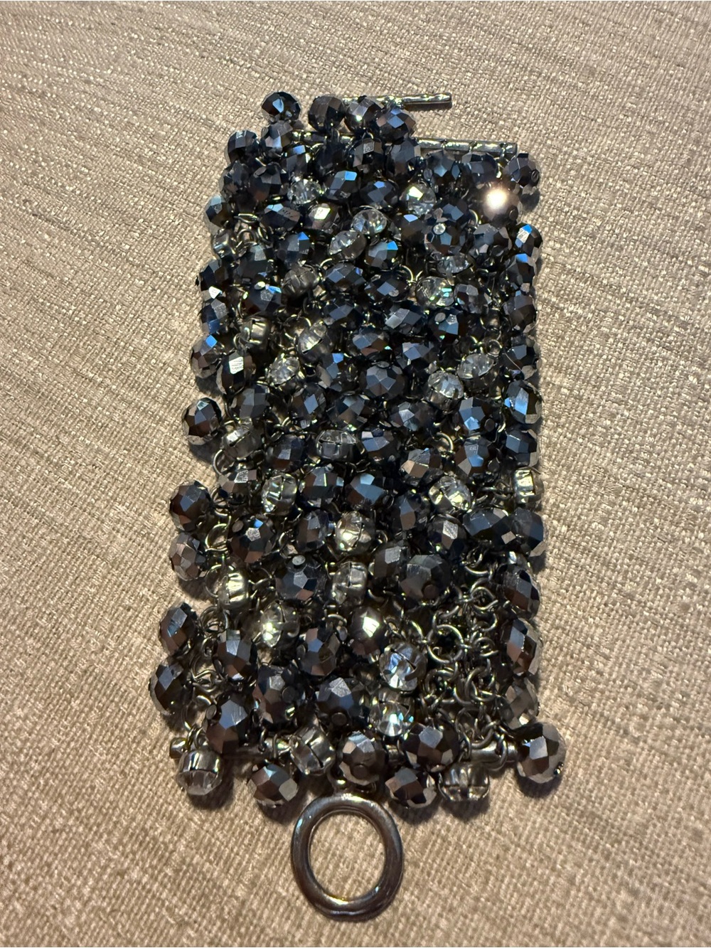 Black Faceted Beaded Bracelet - Fashion Accessory